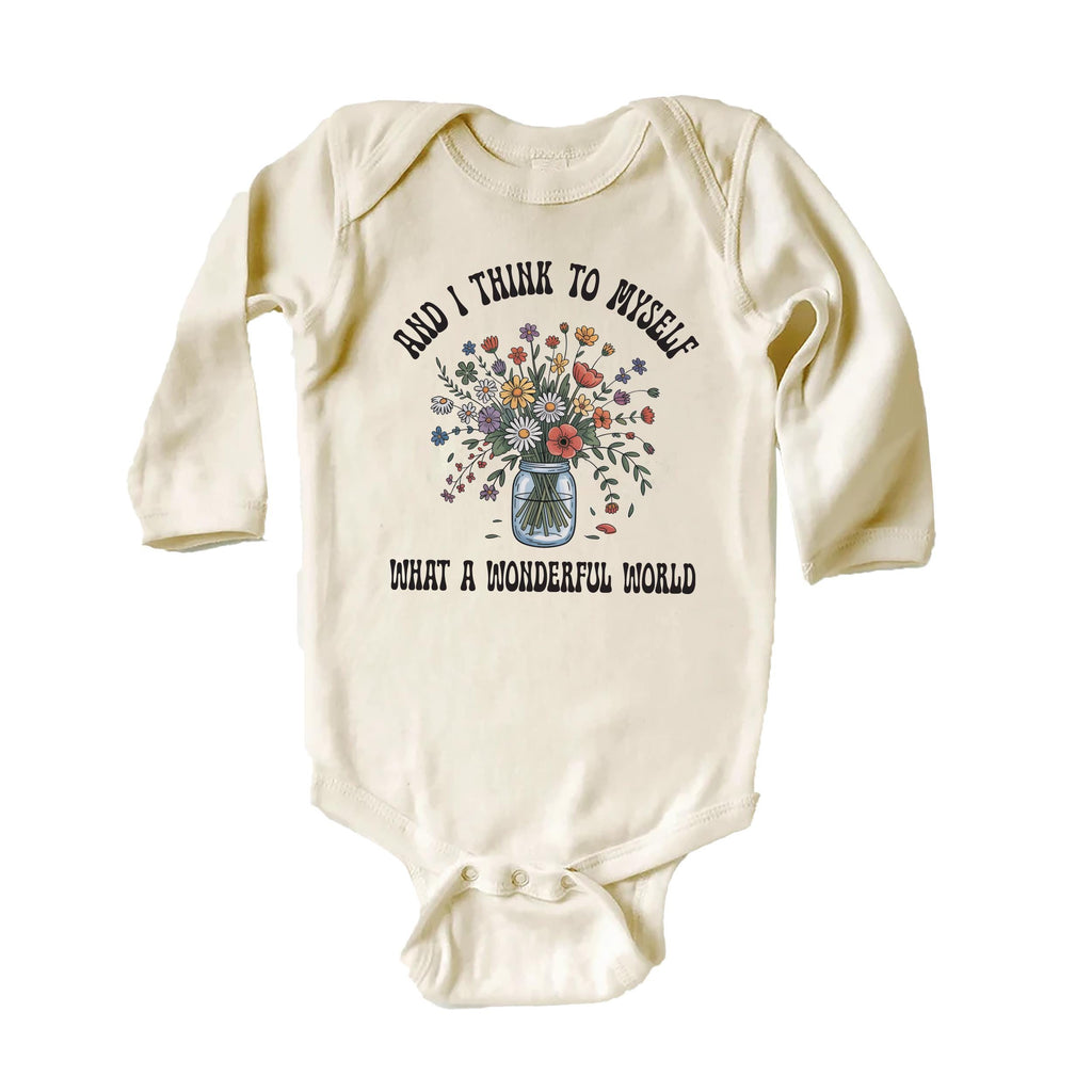What a Wonderful World Onesie, Baby Bodysuit, Baby Shirt, Toddler Sweatshirt - Retro Boho Baby Outfit, Baby Gift, Earthy Nature Style Look