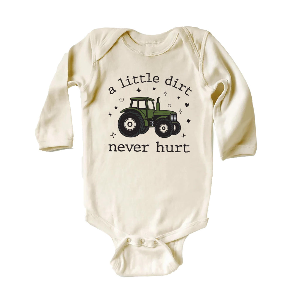 A Little Dirt Never Hurt Onesie, Baby Bodysuit, Baby Shirt, Toddler Sweatshirt - Trendy Farm Tractor Boys Outfit, Cute Country Boy Gift Idea