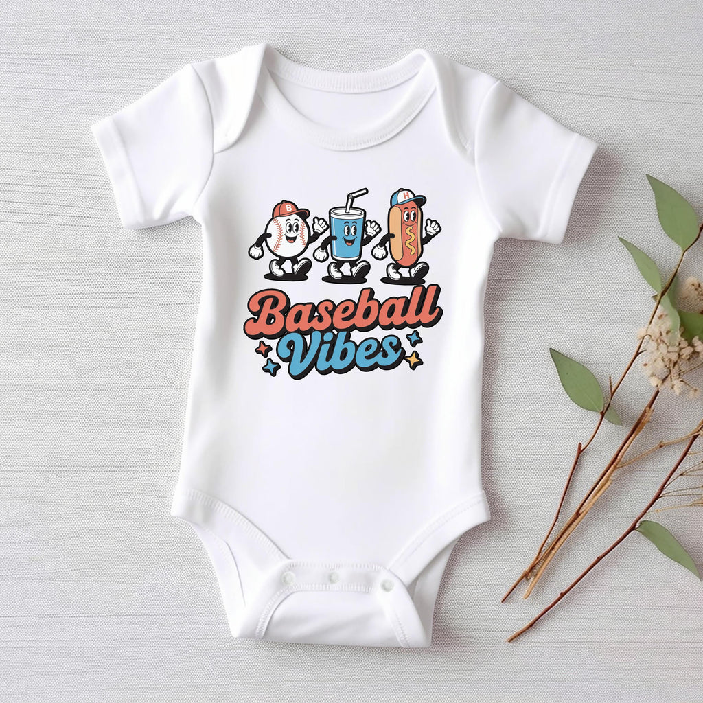 Baseball Vibes Onesie Baby Bodysuit, Baby Shirt, Toddler Sweatshirt, Retro Sports Boys Summer Outfit, Cute Baseball Baby Gift, Game Day Look