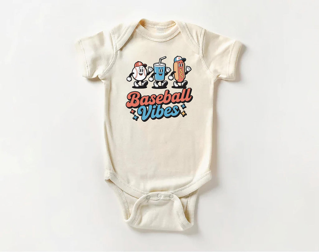 Baseball Vibes Onesie Baby Bodysuit, Baby Shirt, Toddler Sweatshirt, Retro Sports Boys Summer Outfit, Cute Baseball Baby Gift, Game Day Look
