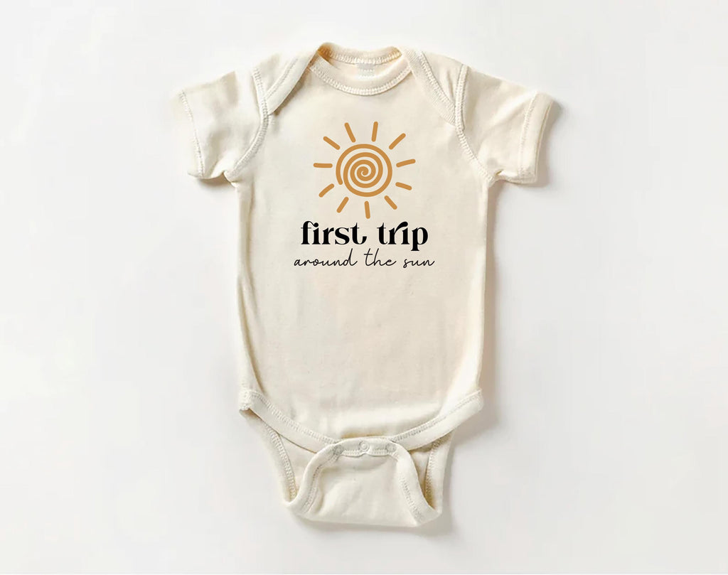 First Trip Around the Sun Onesie, Baby Bodysuit, Baby Shirt, Toddler Sweatshirt - Boho First Birthday, One Year Old Gift, Space Party Look