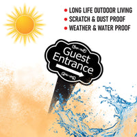 Guest Entrance Yard Sign 10” x 14” - Rust-free Aluminum Directional Guest Entrance Sign for Lawn, Guest Entrance Sign with Integrated Stake