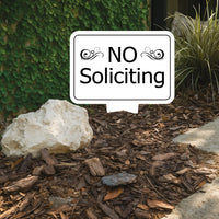 No Soliciting Yard Sign, Rust-Free Aluminum Lawn Sign with Stake, 10x14 Outdoor Front Door Sign, No Solicitors Warning Metal Yard Sign