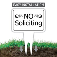 No Soliciting Yard Sign, Rust-Free Aluminum Lawn Sign with Stake, 10x14 Outdoor Front Door Sign, No Solicitors Warning Metal Yard Sign