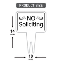 No Soliciting Yard Sign, Rust-Free Aluminum Lawn Sign with Stake, 10x14 Outdoor Front Door Sign, No Solicitors Warning Metal Yard Sign