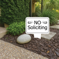 No Soliciting Yard Sign, Rust-Free Aluminum Lawn Sign with Stake, 10x14 Outdoor Front Door Sign, No Solicitors Warning Metal Yard Sign