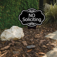 No Soliciting Yard Sign, Rust-Free Aluminum Lawn Sign with Stake, 10x14 Outdoor Front Door Sign, No Solicitors Warning Metal Yard Sign
