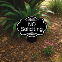 No Soliciting Yard Sign, Rust-Free Aluminum Lawn Sign with Stake, 10x14 Outdoor Front Door Sign, No Solicitors Warning Metal Yard Sign