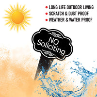 No Soliciting Yard Sign, Rust-Free Aluminum Lawn Sign with Stake, 10x14 Outdoor Front Door Sign, No Solicitors Warning Metal Yard Sign