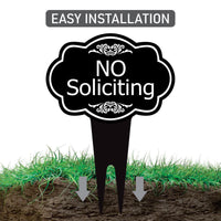 No Soliciting Yard Sign, Rust-Free Aluminum Lawn Sign with Stake, 10x14 Outdoor Front Door Sign, No Solicitors Warning Metal Yard Sign