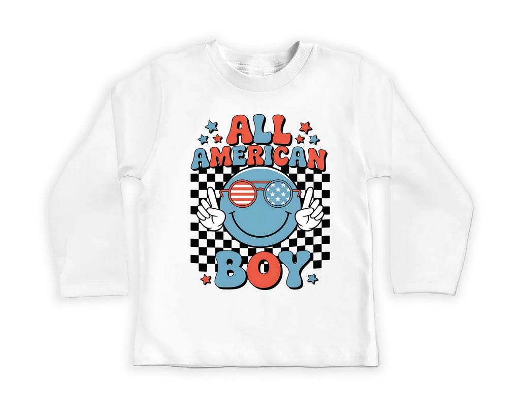 All American Boy Baby Bodysuit, Baby Shirt, Toddler Sweatshirt - America Retro Outfit, 4th of July Toddler Gift, Retro Memorial Day Clothing