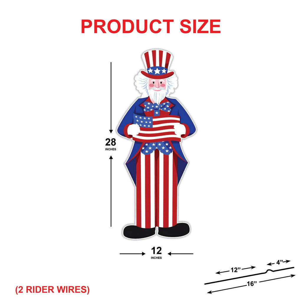 Uncle Sam Yard Sign Cutout - Patriotic 4th of July, Memorial Day, Independence Day, Veterans Day Yard Decorations Outdoor With Metal Stakes