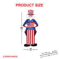 Uncle Sam Yard Sign Cutout - Patriotic 4th of July, Memorial Day, Independence Day, Veterans Day Yard Decorations Outdoor With Metal Stakes