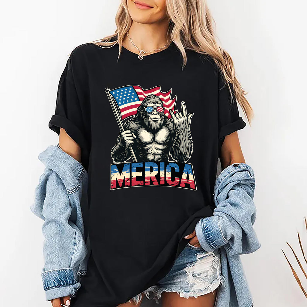 Bigfoot Merica Rock Short Sleeve T-Shirt