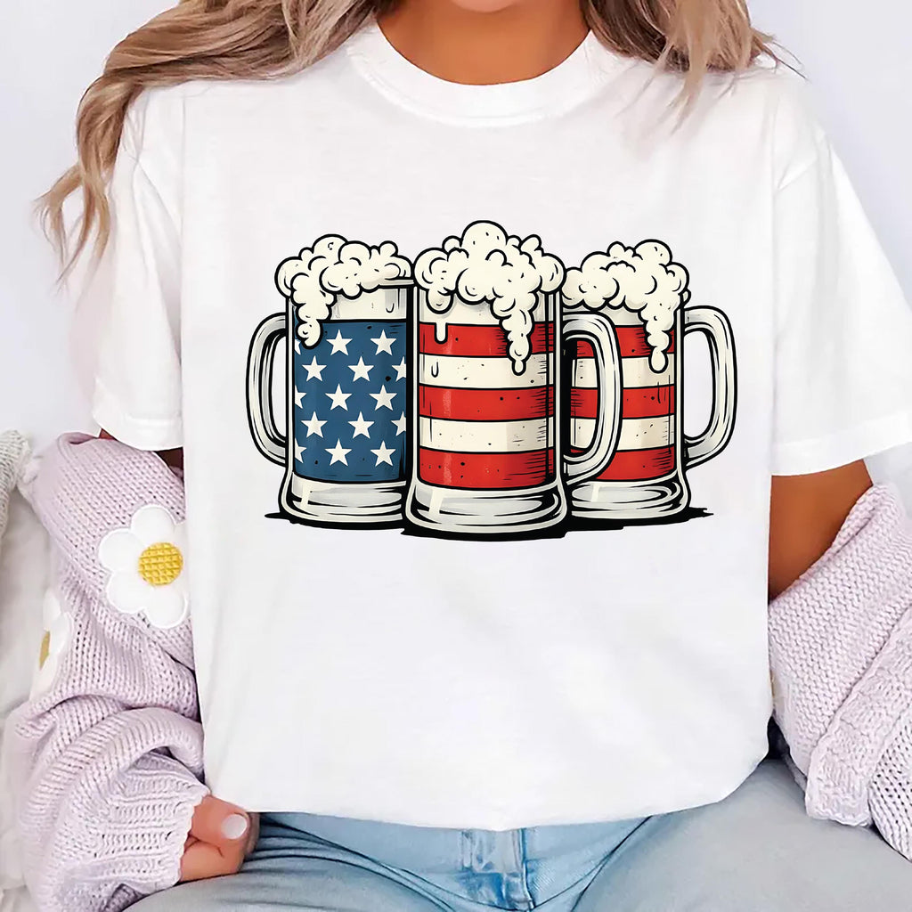 Beer American Flag Long Sleeve Shirt