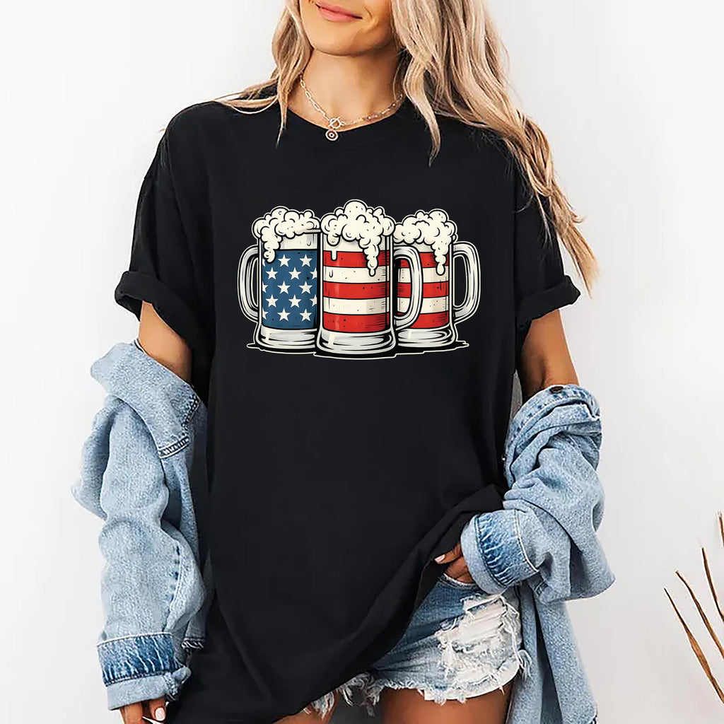Beer American Flag Long Sleeve Shirt