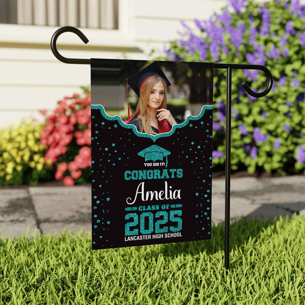 Personalized College Graduation Garden Flag, Double Sided Custom School, University Logo, Class of 2025 Yard Sign, Graduate Celebration Flag