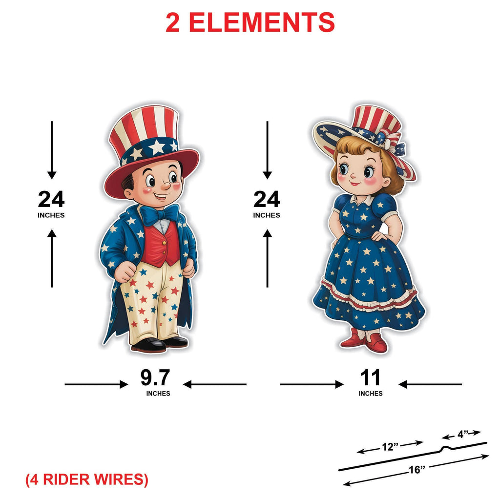 4th of July Yard Sign Cutouts - Patriotic Decor, Memorial Day, Independence Day, Veterans Day Yard Decorations Outdoor With Metal Stakes