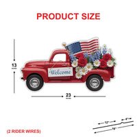 Red Truck Patriotic Yard Sign Cutout - 4th of July, Memorial Day, Independence Day, Veterans Day Yard Decorations Outdoor With Metal Stakes
