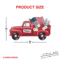 Red Truck Patriotic Yard Sign Cutout - 4th of July, Memorial Day, Independence Day, Veterans Day Yard Decorations Outdoor With Metal Stakes
