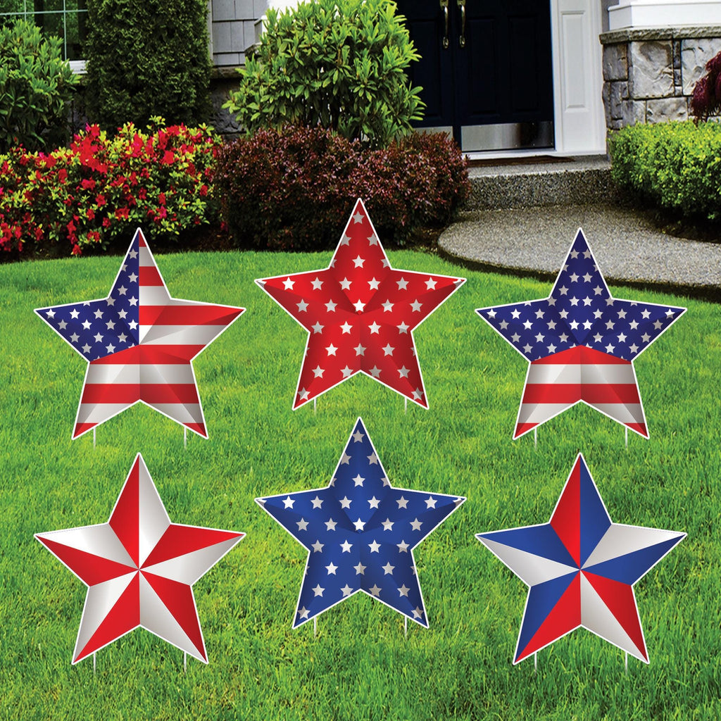 American Stars Patriotic 4th of July Yard Sign Cutout, Memorial Day, Independence Day, Veterans Day Yard Decorations Outdoor Metal Stakes