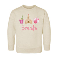 Personalized Girls Summer Onesie, Baby Bodysuit, Baby Shirt, Toddler Sweatshirt - Sandcastle Name Outfit, Custom Personalized Girl Gift