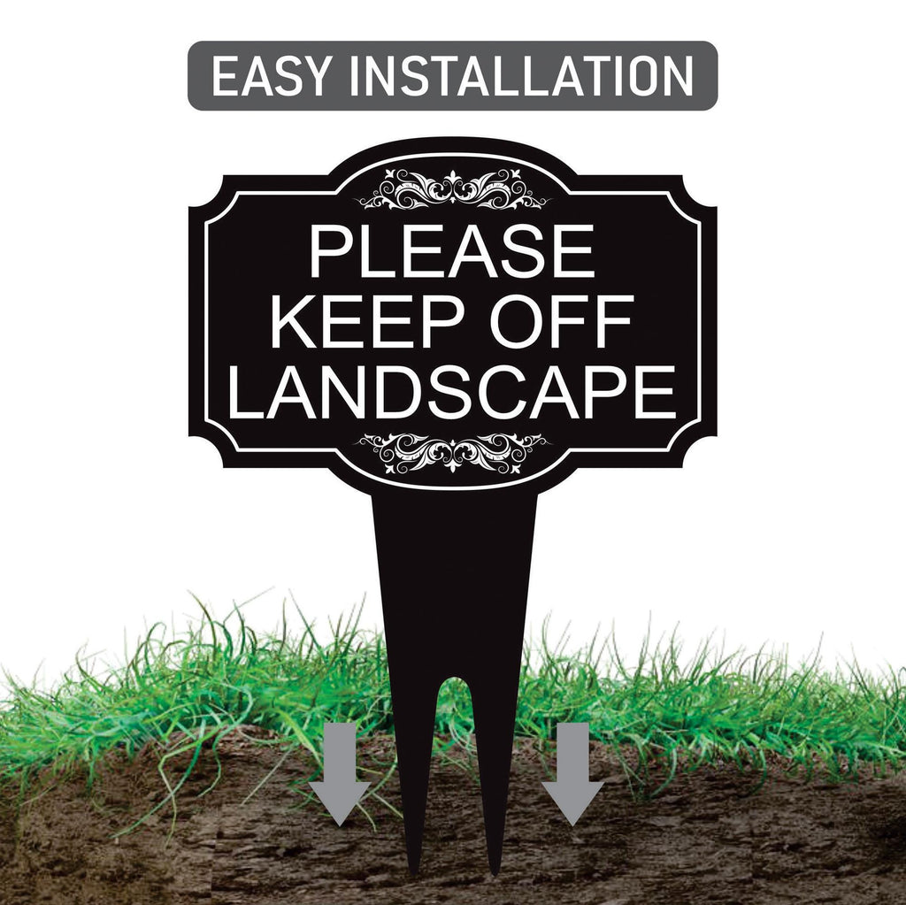 Please Keep Off Landscape Yard Sign 10” x 14” - Rust-free Aluminum Stay Off Grass Sign for Lawn, Outdoor Yard Sign with Integrated Stake