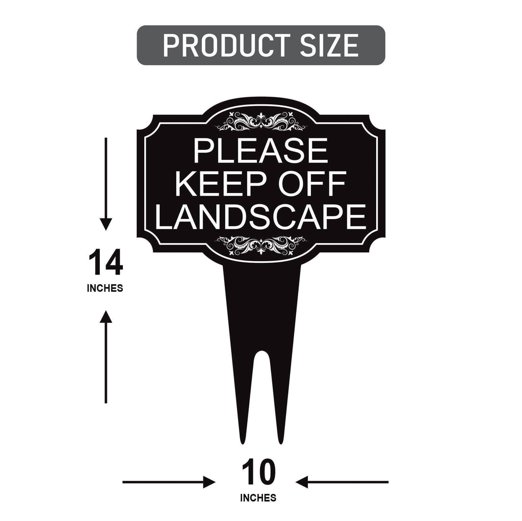 Please Keep Off Landscape Yard Sign 10” x 14” - Rust-free Aluminum Stay Off Grass Sign for Lawn, Outdoor Yard Sign with Integrated Stake