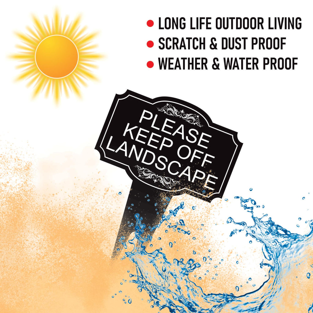 Please Keep Off Landscape Yard Sign 10” x 14” - Rust-free Aluminum Stay Off Grass Sign for Lawn, Outdoor Yard Sign with Integrated Stake