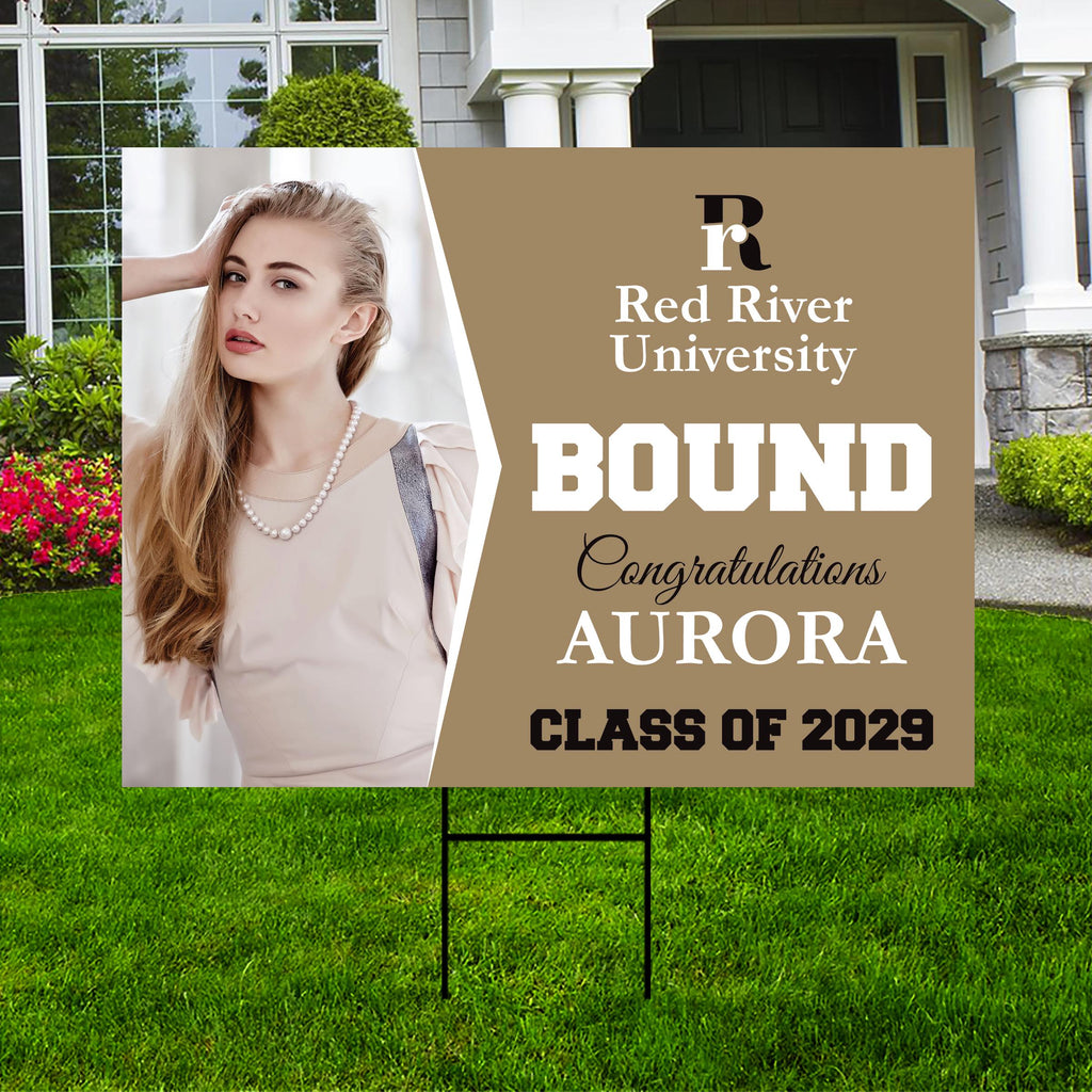 Personalized College Bound Yard Sign, College Logo Sign, Class of 2025 Custom Graduate College University Bound Yard Sign with Metal H-Stake