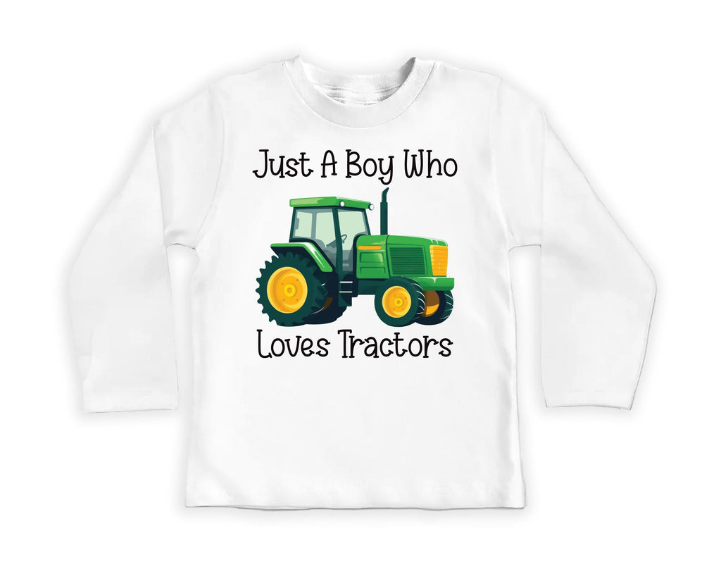 Just a Boy Who Loves Tractors Onesie, Baby Bodysuit, Baby Shirt, Toddler Sweatshirt - Trendy Farm Outfit, Tractor Boys Country Baby Gift