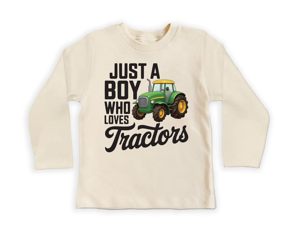 Just a Boy Who Loves Tractors Onesie, Baby Bodysuit, Baby Shirt, Toddler Sweatshirt - Trendy Farm Outfit, Tractor Boys Country Baby Gift