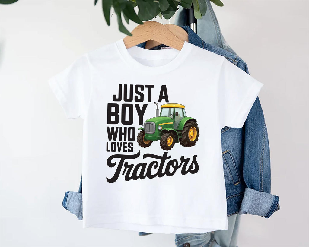 Just a Boy Who Loves Tractors Onesie, Baby Bodysuit, Baby Shirt, Toddler Sweatshirt - Trendy Farm Outfit, Tractor Boys Country Baby Gift