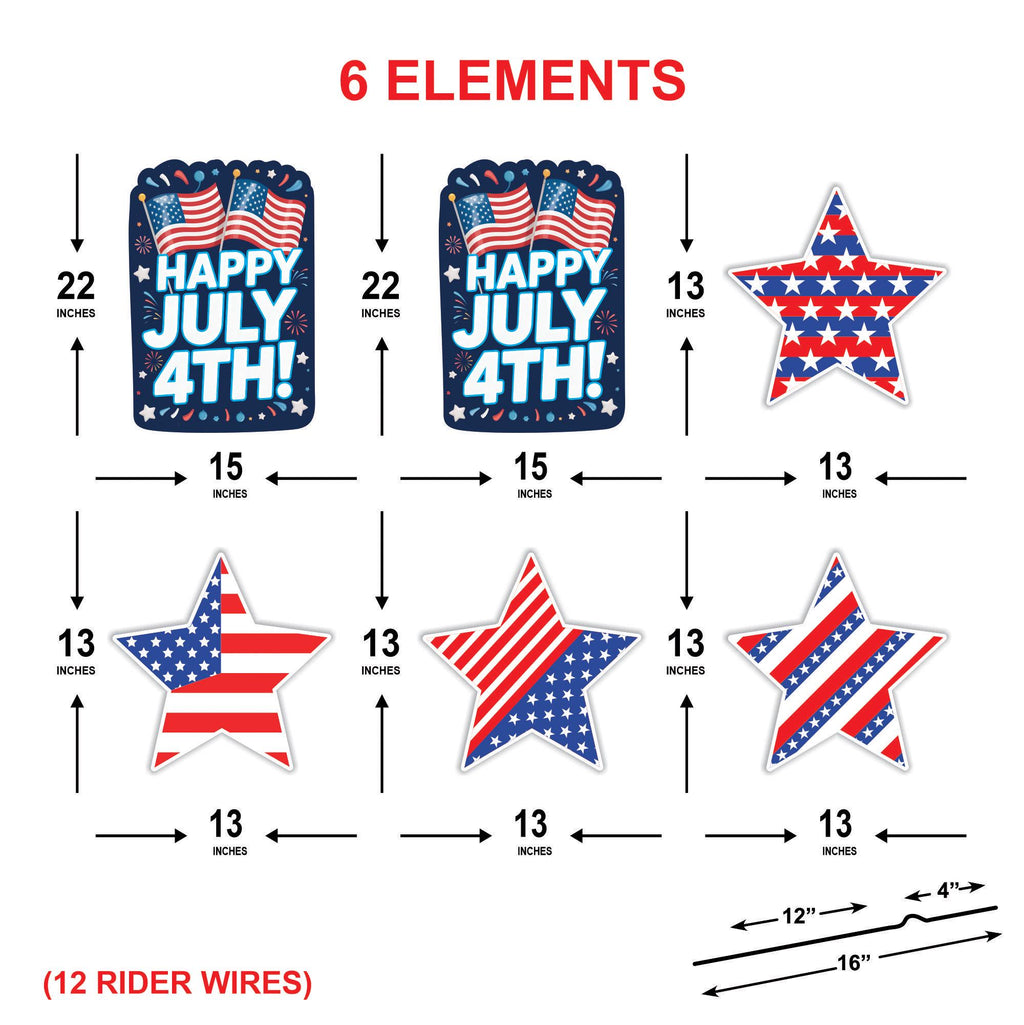 American Stars Patriotic 4th of July Yard Sign Cutout, Memorial Day, Independence Day, Veterans Day Yard Decorations Outdoor Metal Stakes