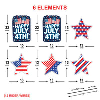 American Stars Patriotic 4th of July Yard Sign Cutout, Memorial Day, Independence Day, Veterans Day Yard Decorations Outdoor Metal Stakes