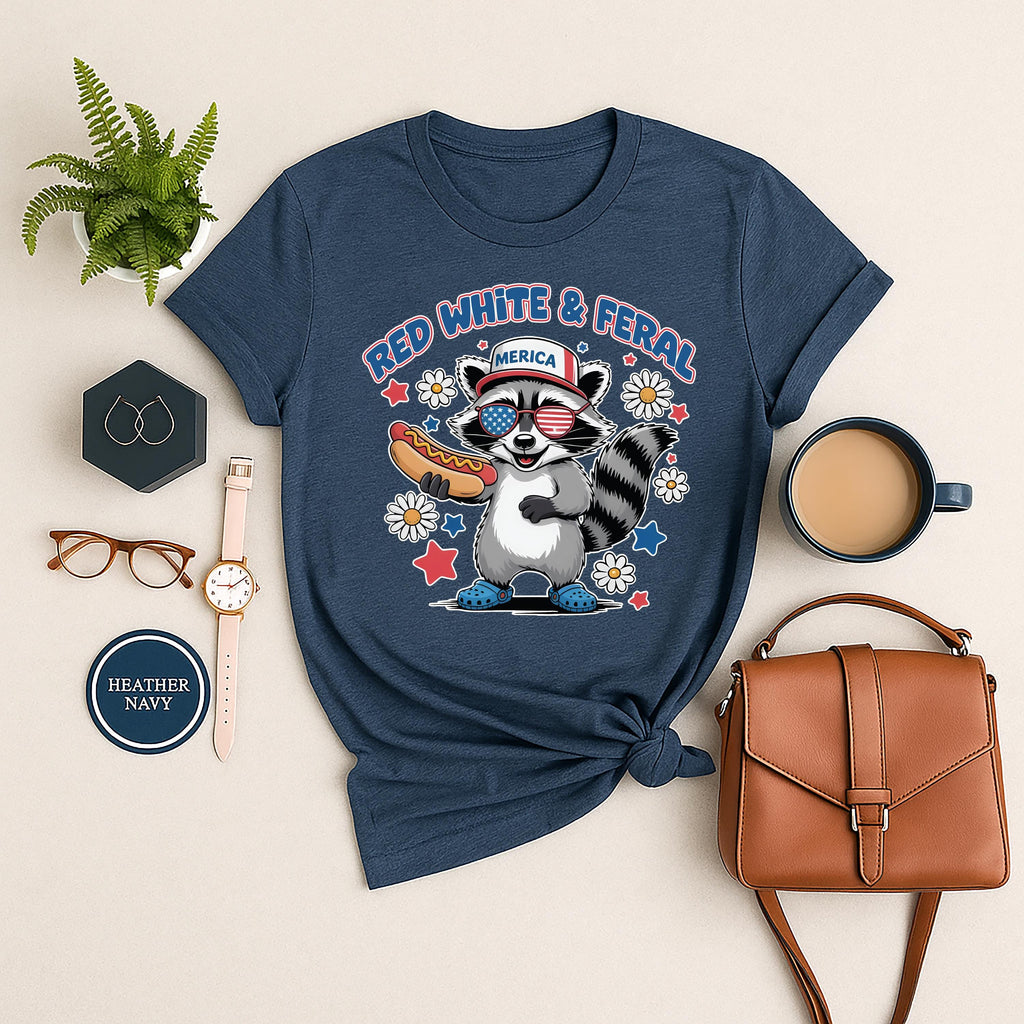 Red White and Feral Short Sleeve T-Shirt