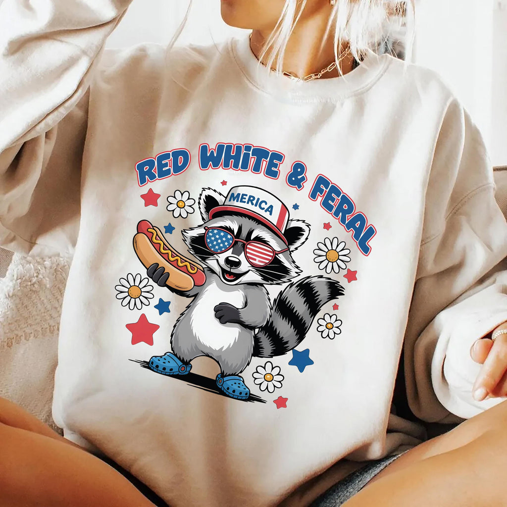 Red White and Feral Short Sleeve T-Shirt