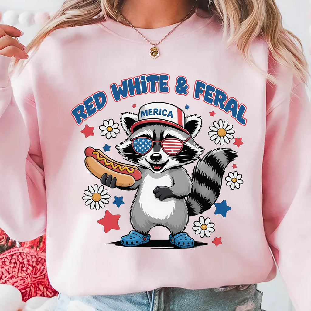 Red White and Feral Short Sleeve T-Shirt