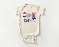 Personalized Fourth of July Onesie, Baby Bodysuit, Baby Shirt, Toddler Sweatshirt - Custom Patriotic Popsicle Outfit, 4th of July Baby Gift