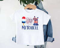 Personalized Fourth of July Onesie, Baby Bodysuit, Baby Shirt, Toddler Sweatshirt - Custom Patriotic Popsicle Outfit, 4th of July Baby Gift