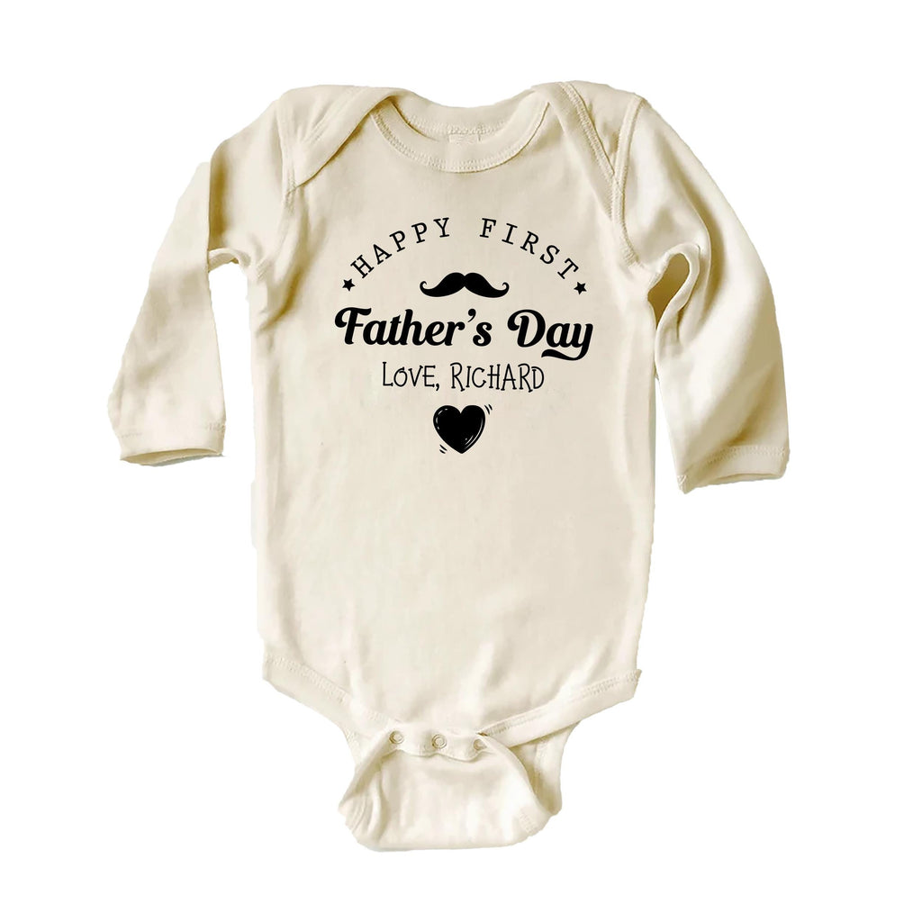 Happy First Father’s Day Onesie, Baby Bodysuit, Baby Shirt, Toddler Sweatshirt, Personalized First Fathers Day Outfit, Fathers Day Date Gift