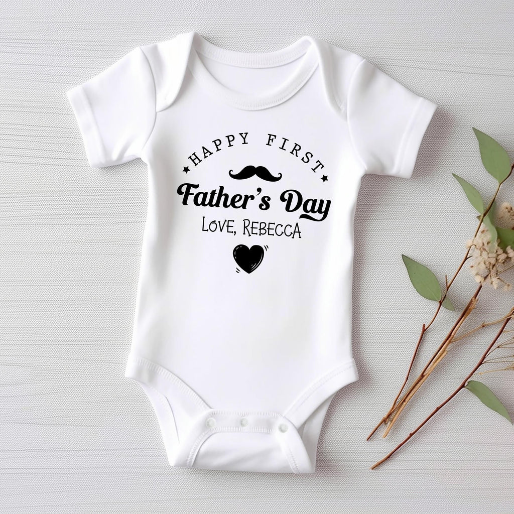 Happy First Father’s Day Onesie, Baby Bodysuit, Baby Shirt, Toddler Sweatshirt, Personalized First Fathers Day Outfit, Fathers Day Date Gift