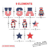 American Stars USA Letter 4th of July Yard Sign Gnomes, Memorial Day, Independence Day, Veterans Day Yard Decorations Outdoor Metal Stakes