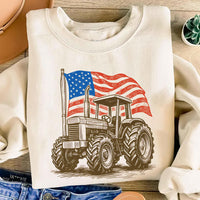 Vintage American Flag Tractor Sweatshirt