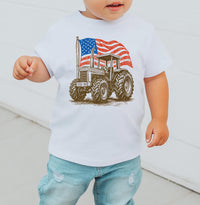Vintage American Flag Tractor Short Sleeve T-Shirt