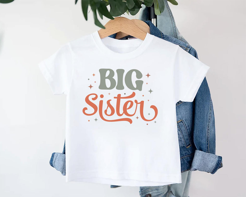 Retro Big Sister Onesie, Baby Bodysuit, Baby Shirt, Toddler Sweatshirt, Rainbow Sibling Outfit, Big Sister Gift, Colorful Family Clothes