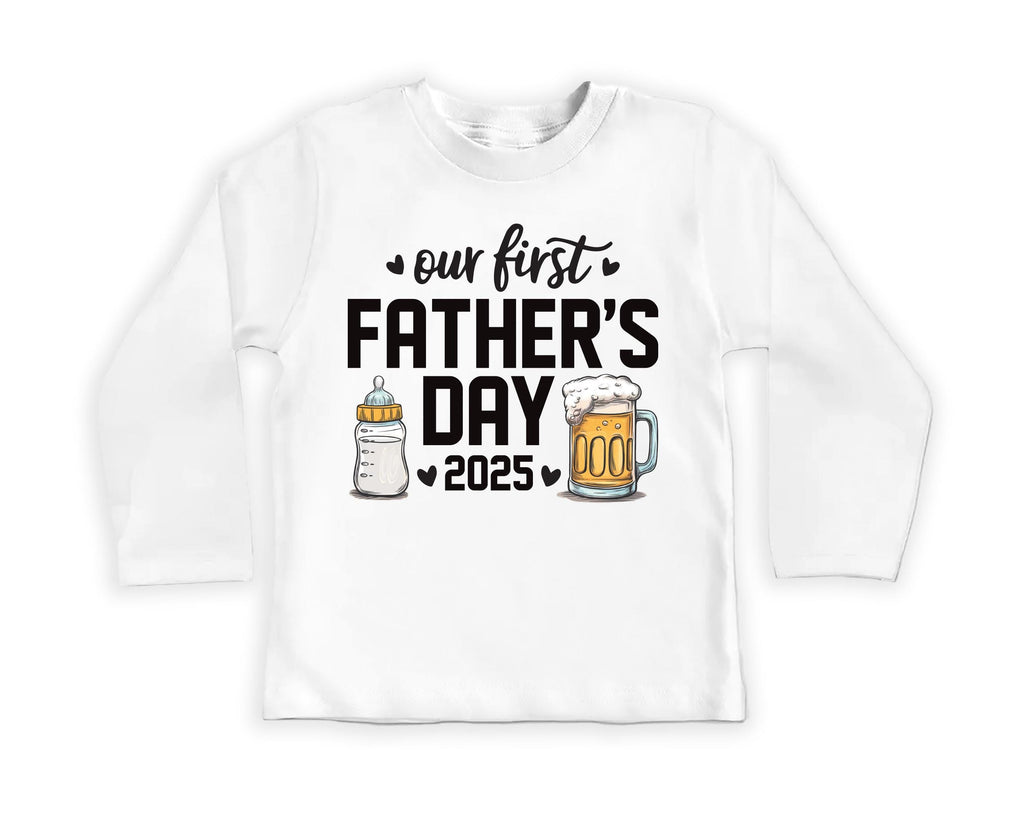 Our First Father’s Day Onesie, Baby Bodysuit, Baby Shirt, Toddler Sweatshirt, Personalized First Fathers Day Gift, Cute Bottle & Beer Outfit
