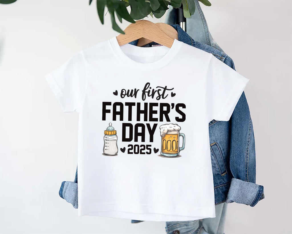 Our First Father’s Day Onesie, Baby Bodysuit, Baby Shirt, Toddler Sweatshirt, Personalized First Fathers Day Gift, Cute Bottle & Beer Outfit