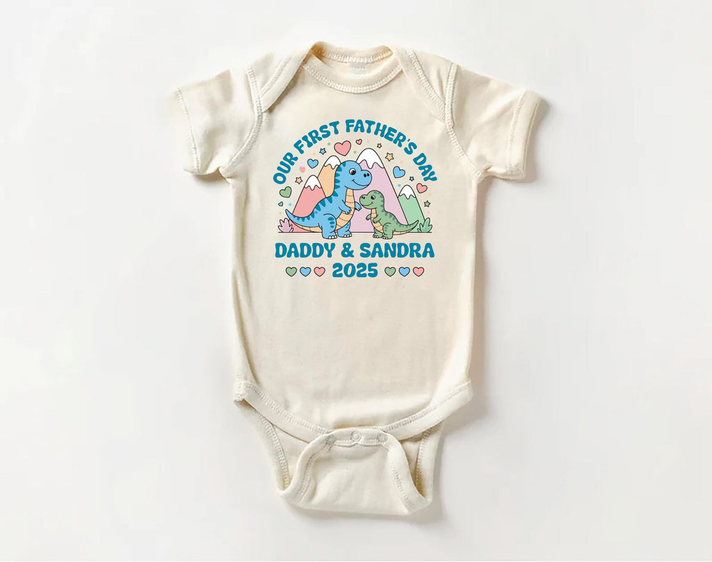 Our First Father’s Day Onesie, Baby Bodysuit, Baby Shirt, Toddler Sweatshirt - Personalized Dinosaur Outfit, Cute First Father’s Day Gift