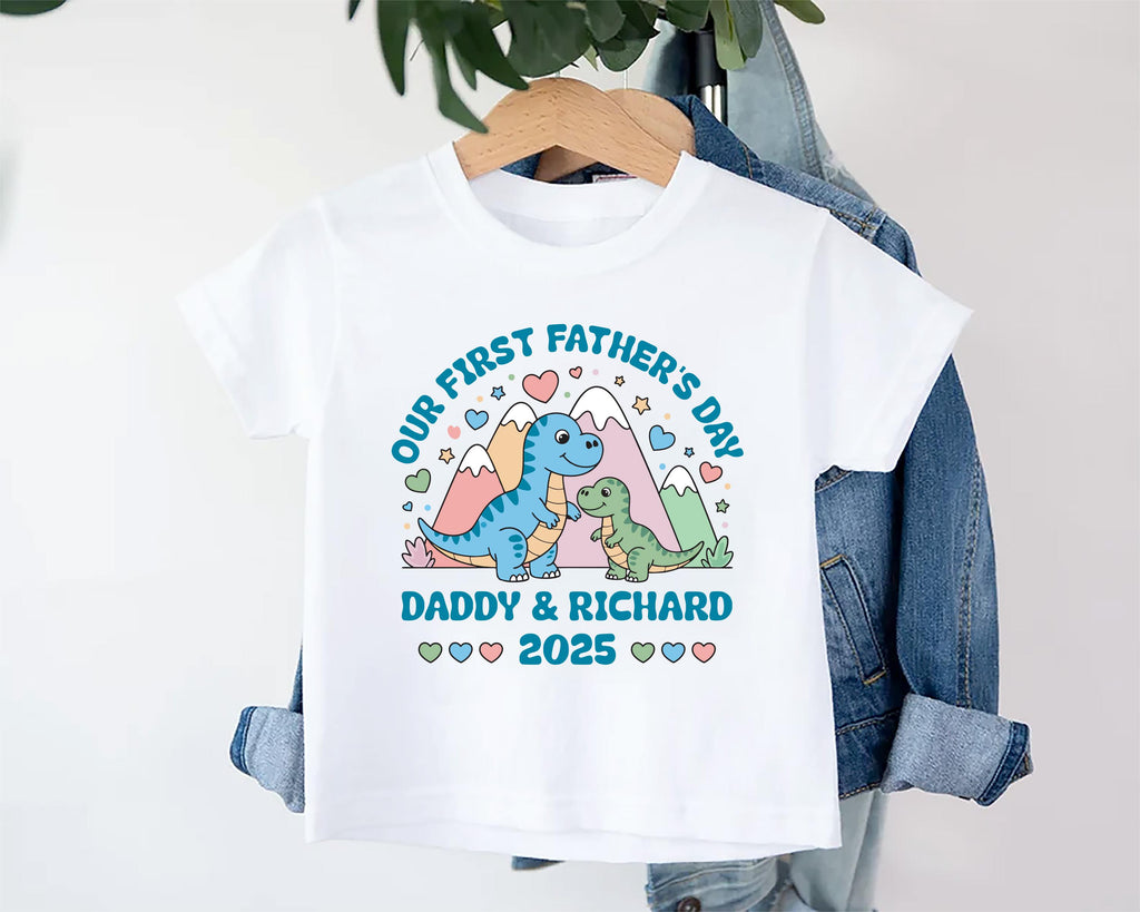 Our First Father’s Day Onesie, Baby Bodysuit, Baby Shirt, Toddler Sweatshirt - Personalized Dinosaur Outfit, Cute First Father’s Day Gift